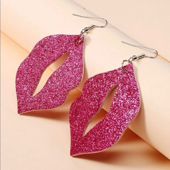Glitter Lips Earrings  - Picture 1 of 3